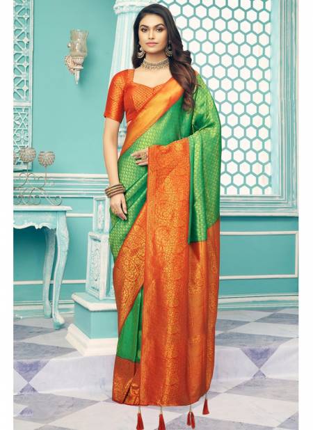 Green Colour Anmol Pattu Rajyog New Designer Latest Ethnic Wear Saree Collection 14007